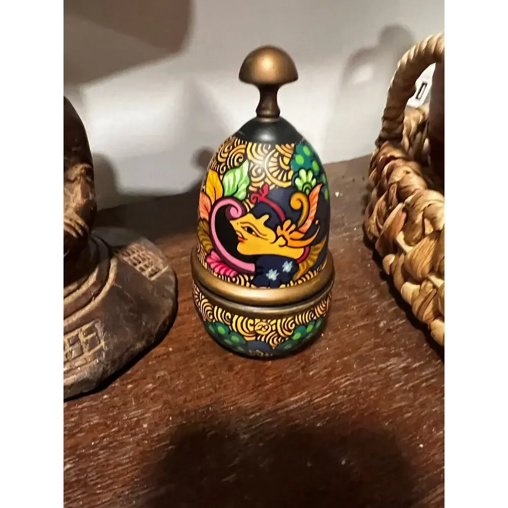 Vintage Hand Painted Indian Papier Mâché Lidded Box Folk Art Elephant Decor